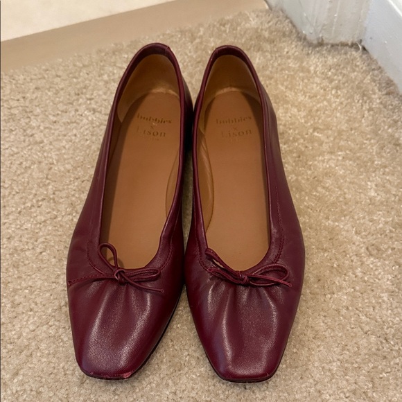 Bobbies Shoes - Frances Valentine Lisón Burgundy Leather Ballet Flats
